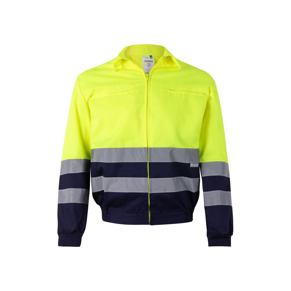 VL NEPTUNE. Tweekleurig twill jack (210g/m²) van polyester (80%) en katoen (20%) - Marineblauw, Geel