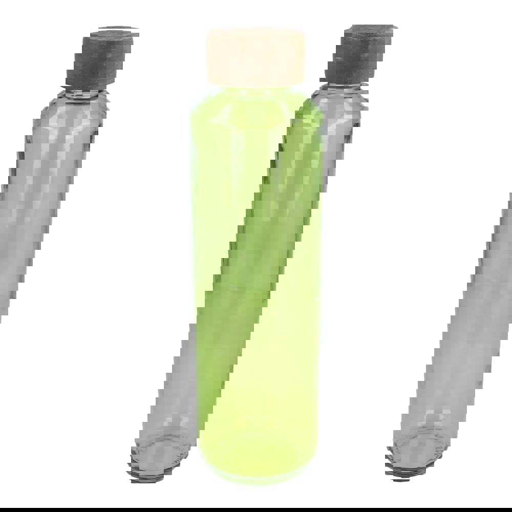 InSideOut Gerecyclede glazen Waterfles ReuuZ met houten dop 650 ml - Transparant / Lichtgroen