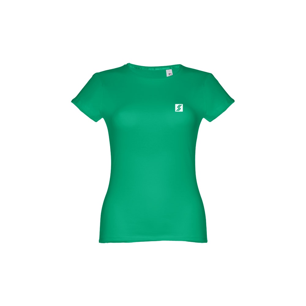 THC SOFIA. Katoenen dames-T-shirt met riem - groen