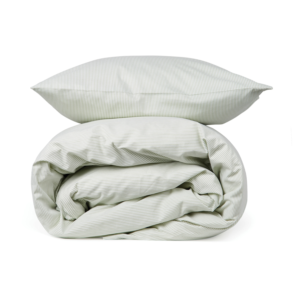 VINGA Montgomery premium katoenen beddengoed, 4-delige set - groen, wit (± PMS Green/ ± PMS White)