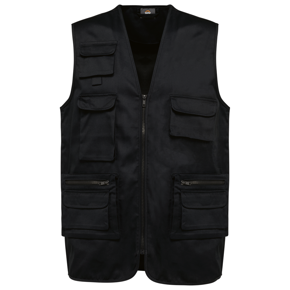 WK609 - Gevoerde unisex bodywarmer van polykatoen multizakken - Black