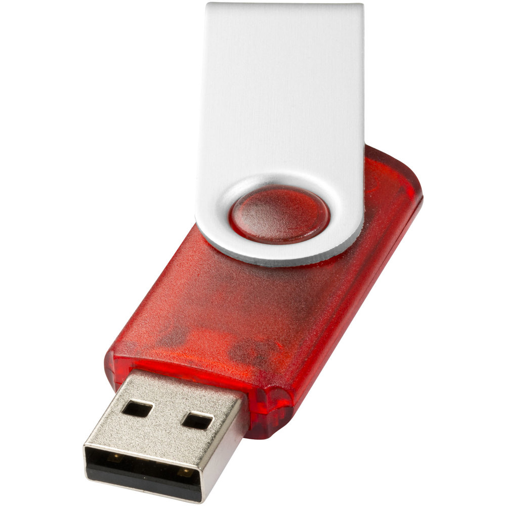 Rotate USB stick transparant - Rood