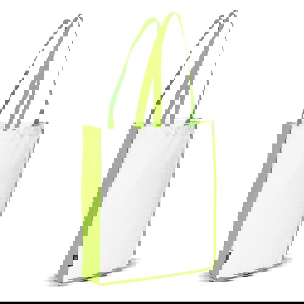 Schoudertas non-woven 75g/m² - Wit / Lichtgroen