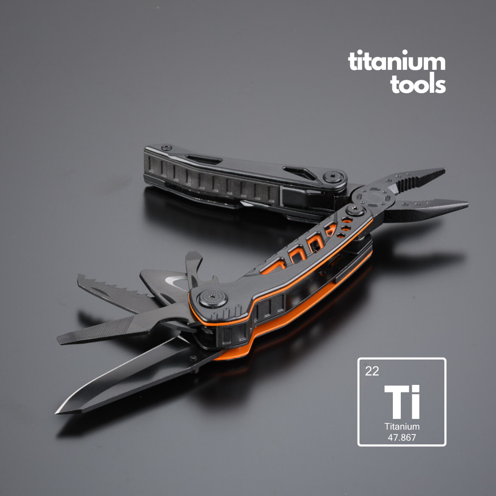 Optima stalen multitool met titaniumcoating - oranje
