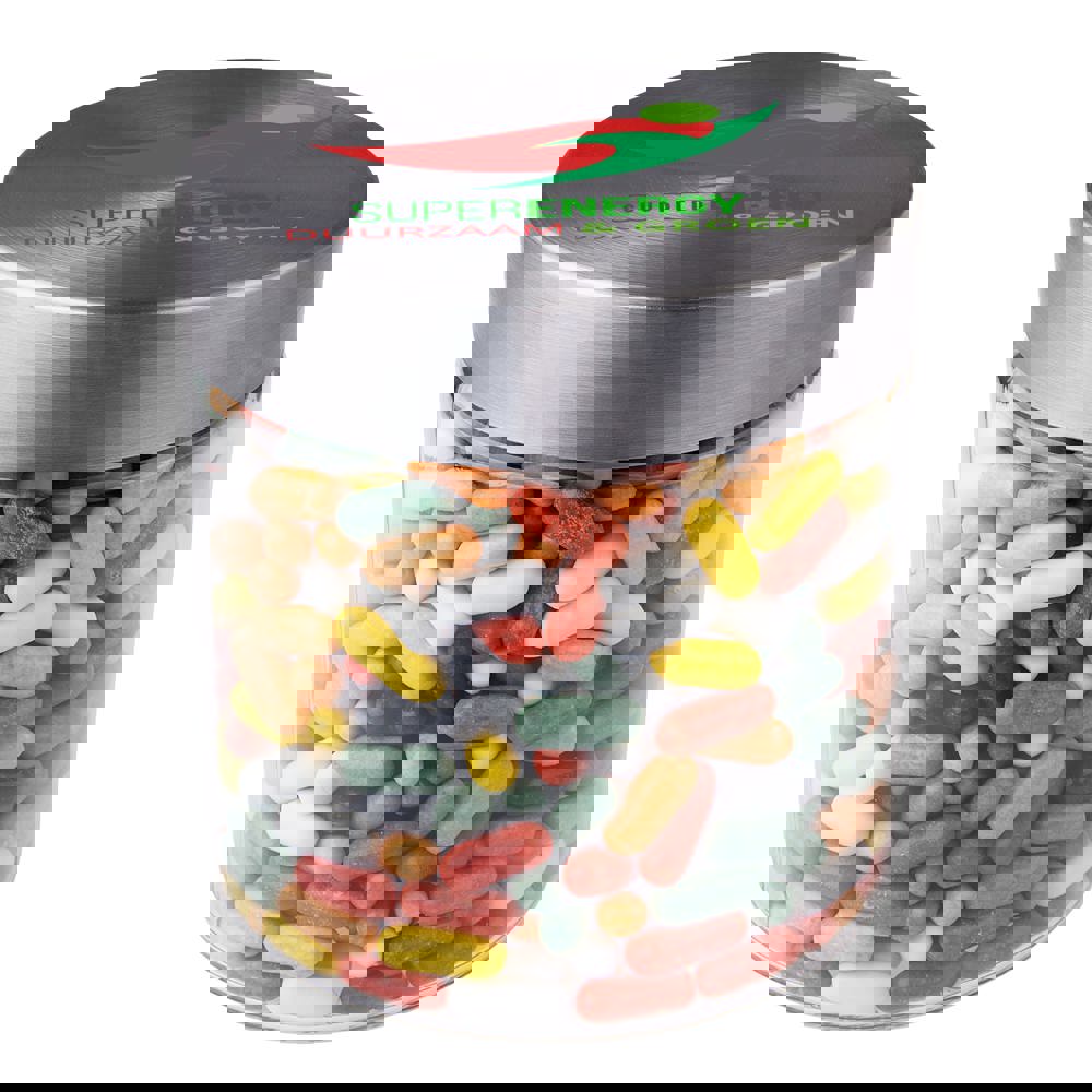Glazen pot 0,9 liter, gevuld met snoep