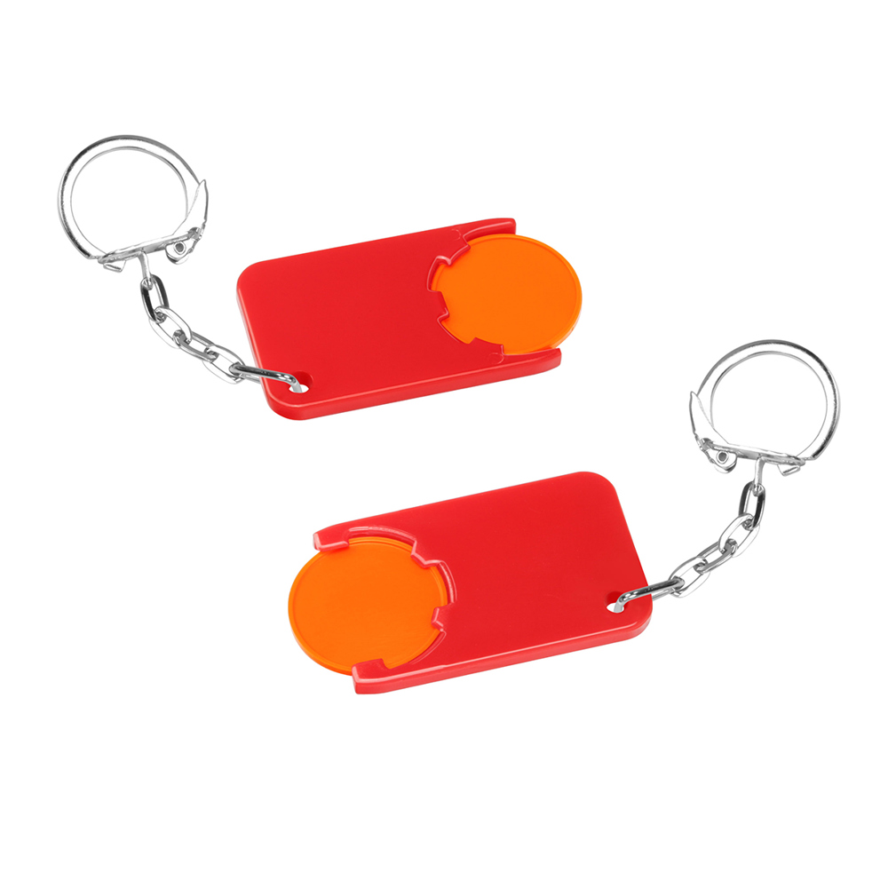 Chiphouder met winkelwagenmuntje 1€ "Beta" - oranje/rood