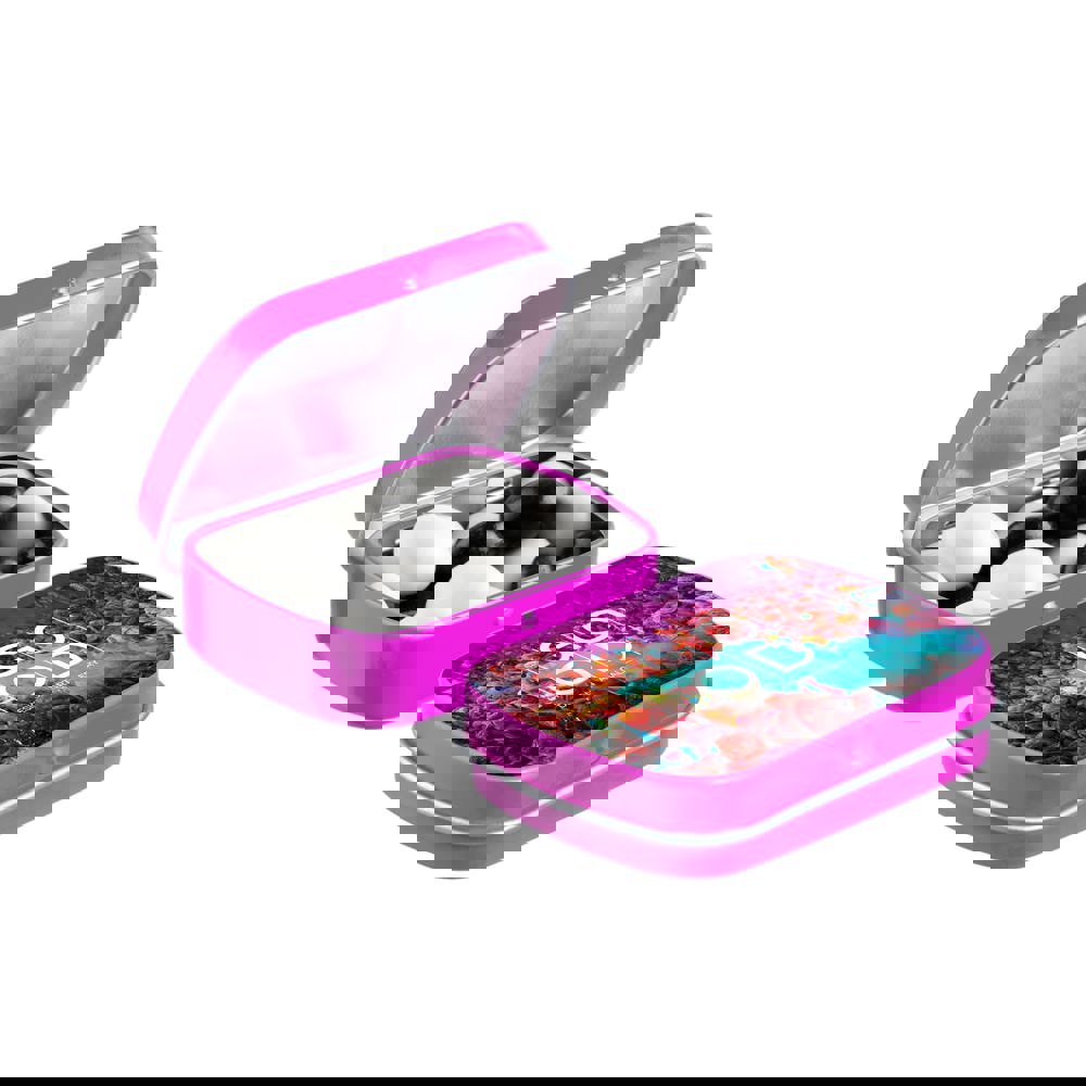 Mini scharnierblikje met snoep - fuchsia