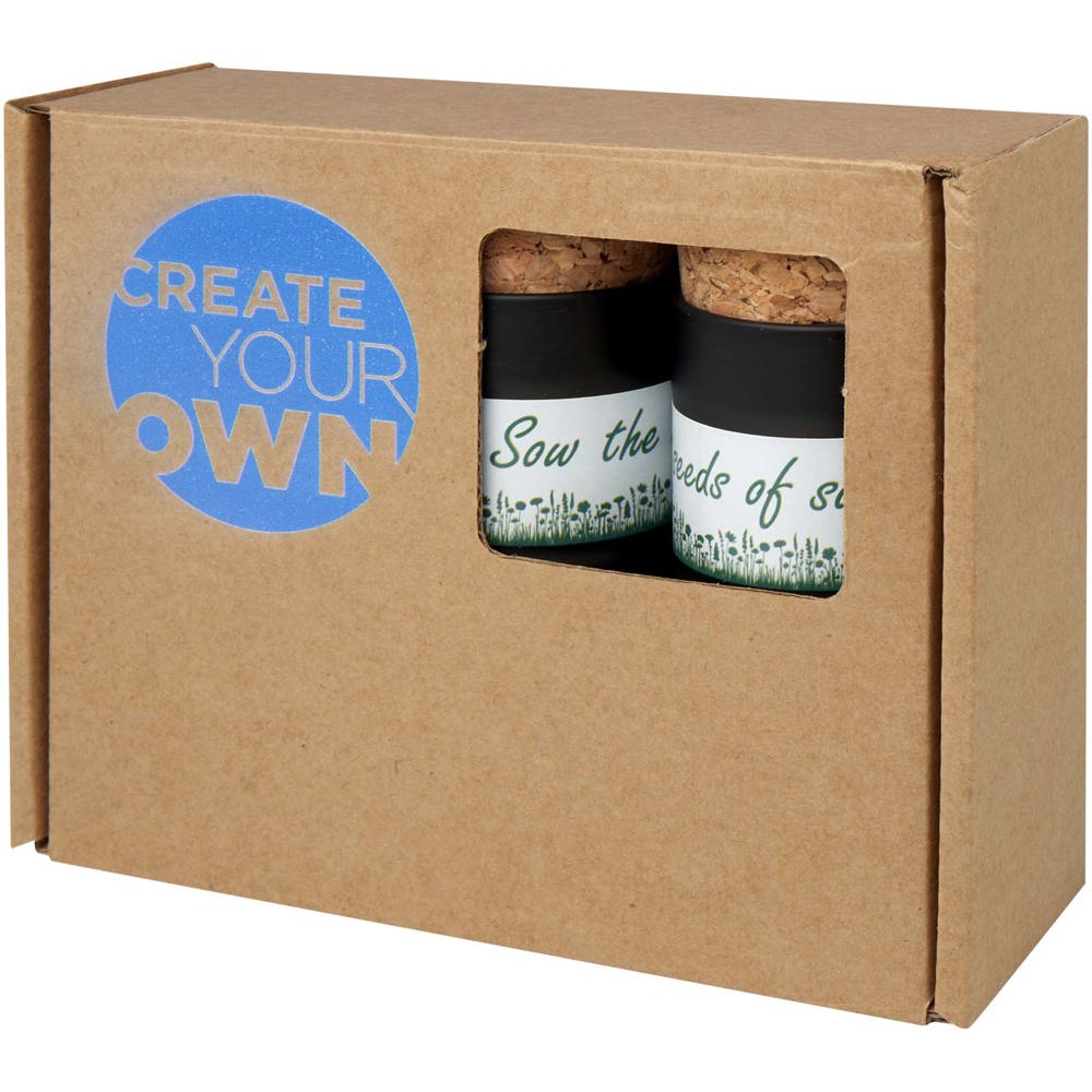 Hey Pots tuin voor op het bureau met bloemenmix, set van drie