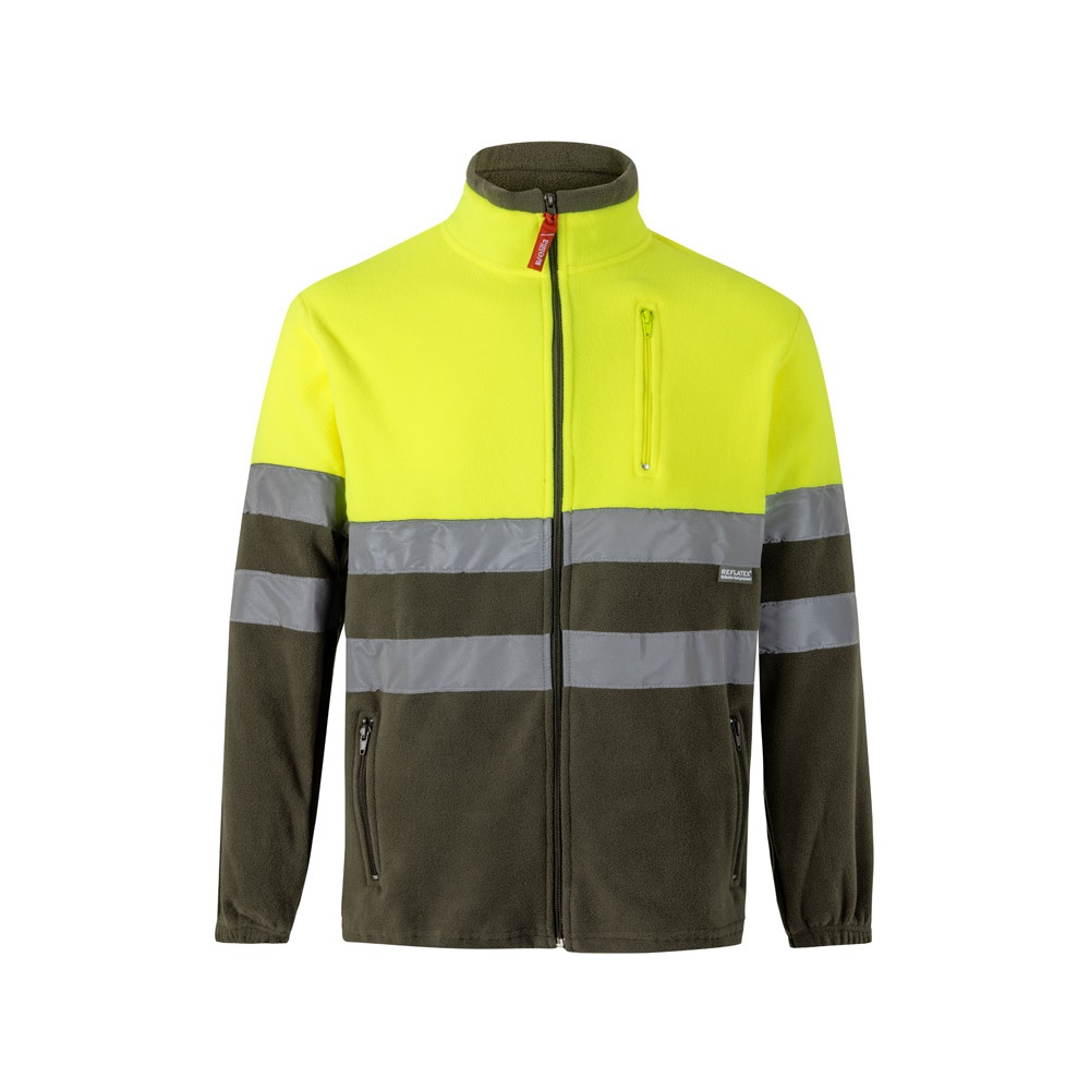 VL EROS. Tweekleurig fleecejack (280g/m²) van polyester (100%) - Olijfgroen, Geel