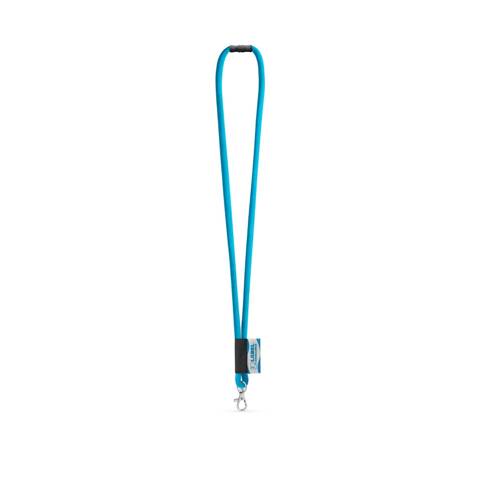 WISBECH. Set lange draagkoordbuis (Ø 7 mm) met karabijnhaak van 9 mm en veiligheidssluiting van Ø 7 mm - 304 - Licht blauw