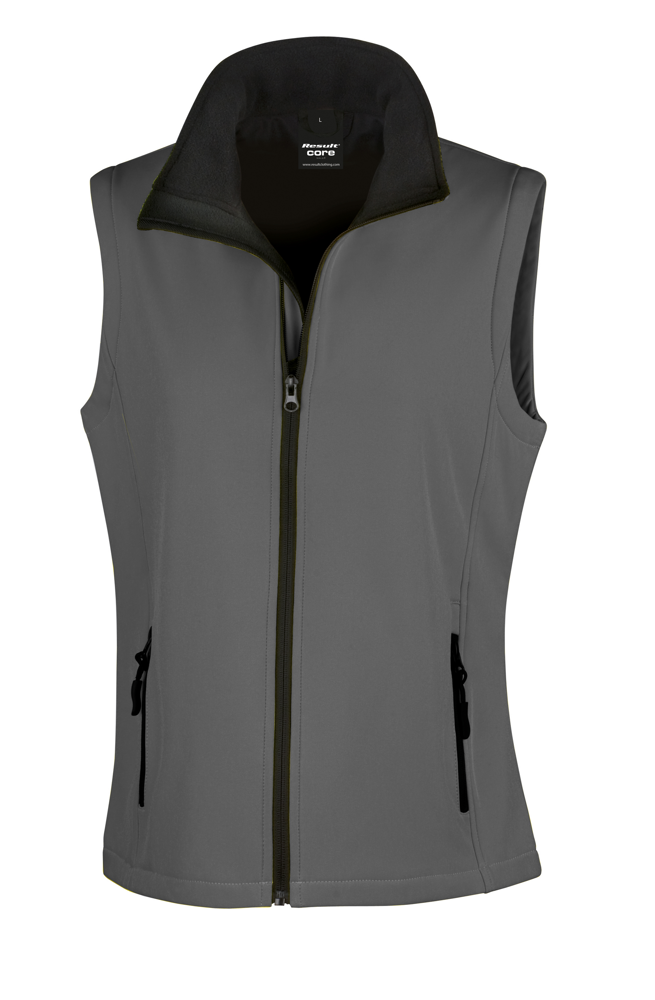 R232F - Core Ladies Printable Softshell Bodywarmer - CHARCOAL / BLACK