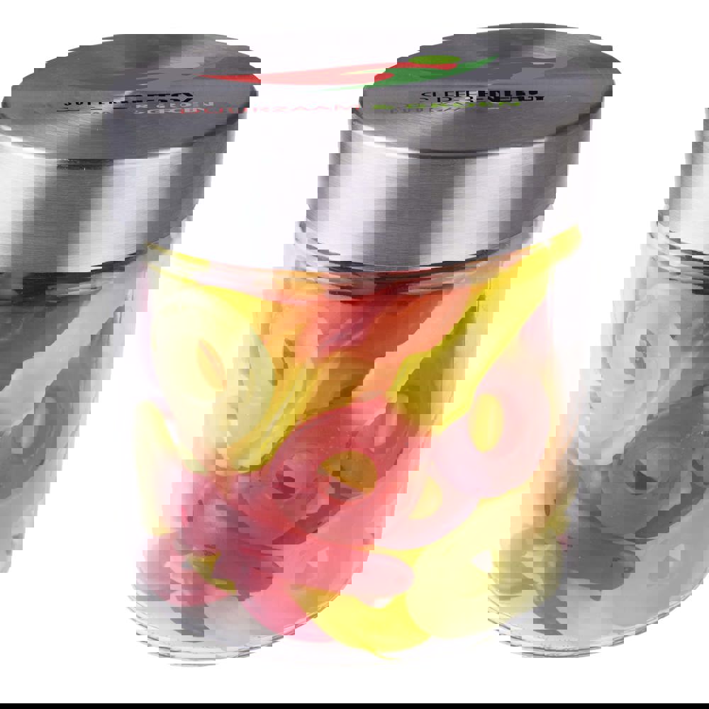 Glazen pot 0,9 liter, gevuld met snoep - transparant