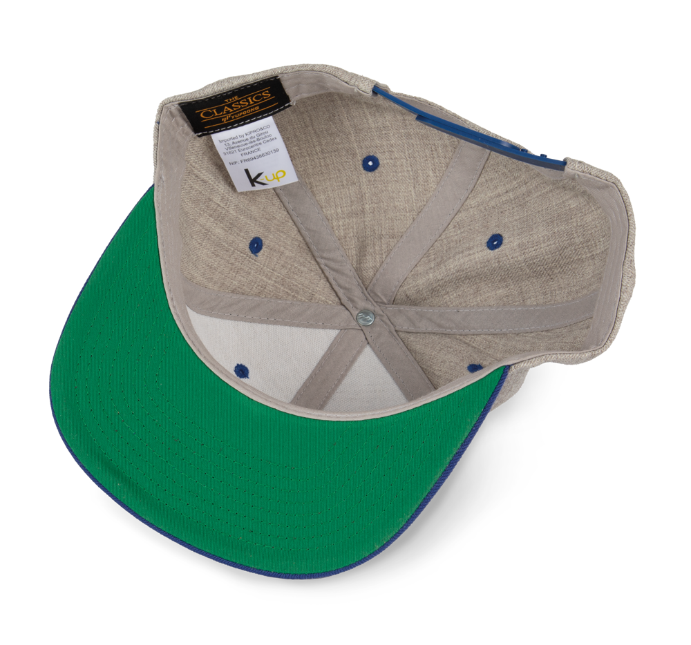 KP910 - Flexfit pet met platte zonneklep - 6 panelen - Heather Grey / Royal Blue