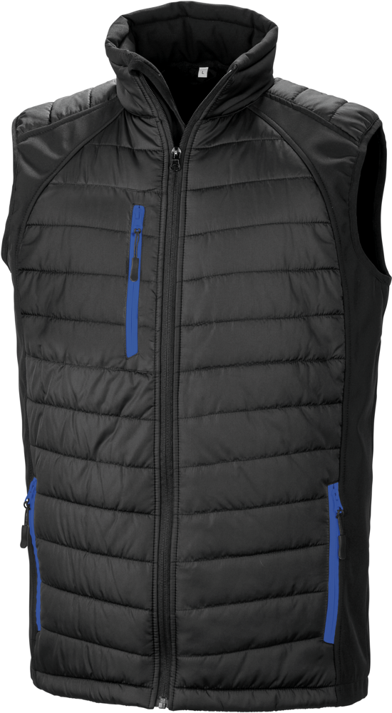R238X - Black compass gewatteerde softshell bodywarmer - Black / Royal Blue