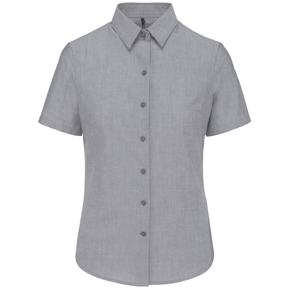 - Dames Oxford blouse korte mouwen - Oxford Zinc