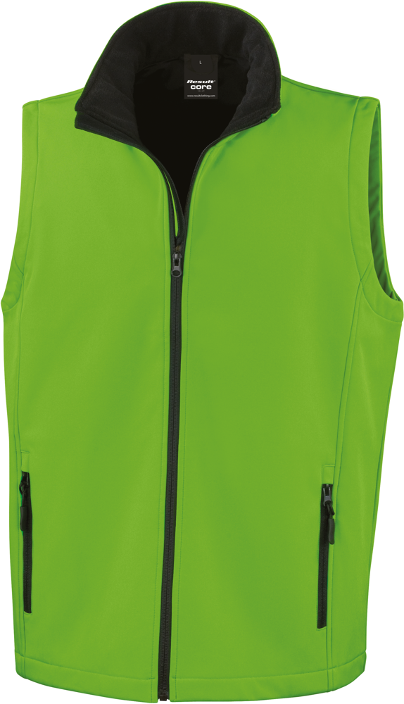 R232M - Core Printable Softshell Bodywarmer - Vivid Green / Black