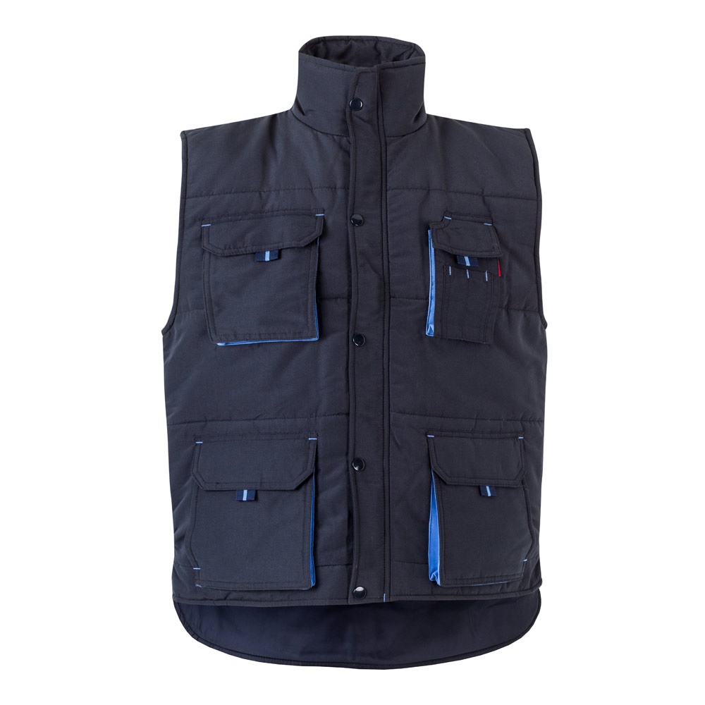 VL NERGAL. Gewatteerd vest, tweekleurig, met meerdere zakken (120g/m²), van polyester (100%) - Marineblauw, Licht blauw