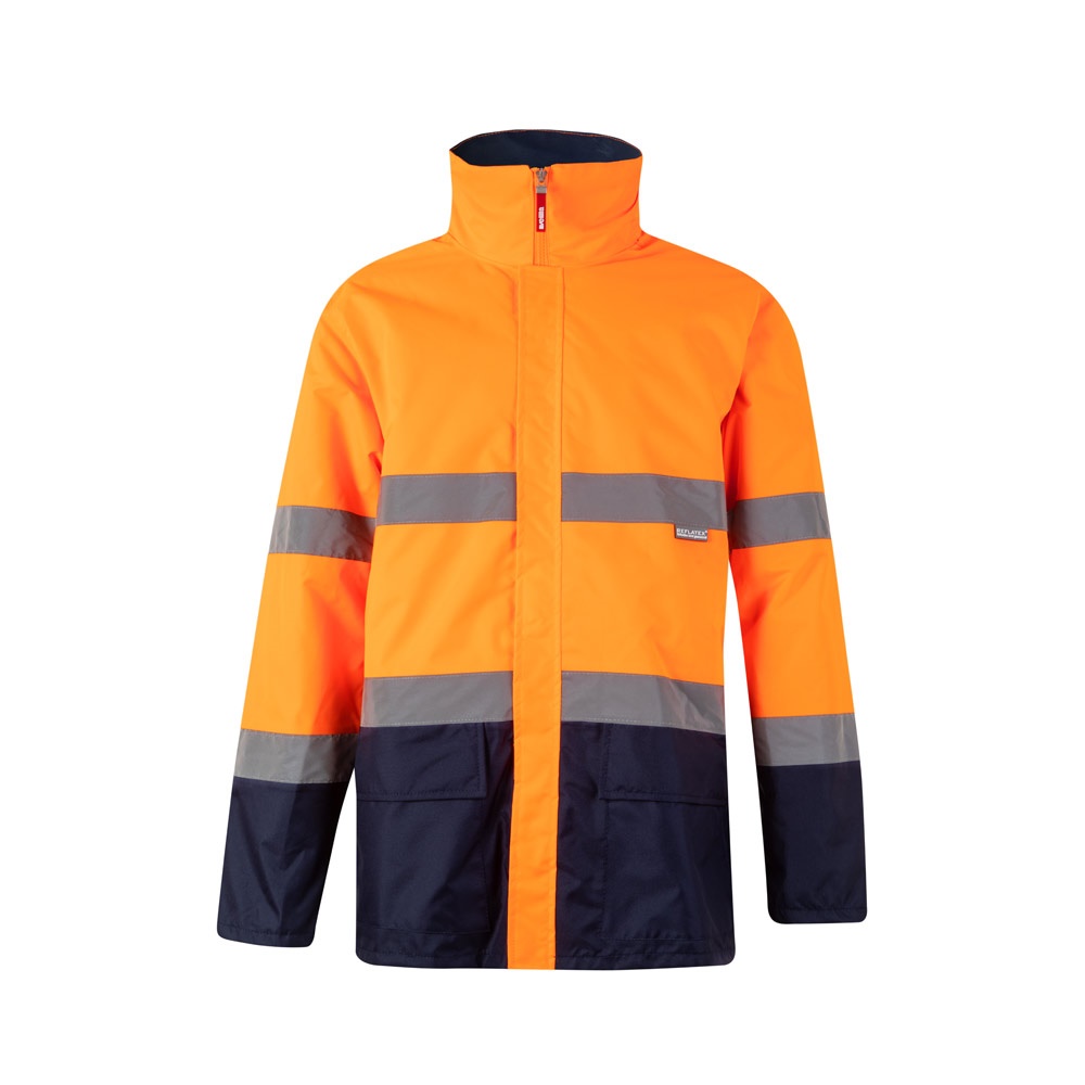 VL THEMIS. Tweekleurige parka (190g/m²), van polyester (100%), met PU-coating - Marineblauw, Oranje