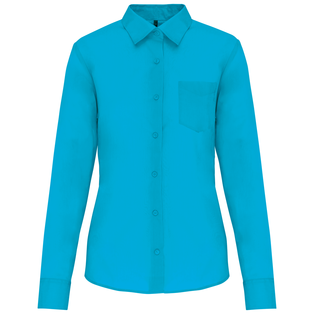 - Overhemd in onderhoudsvriendelijk polykatoen-popeline dames - Bright Turquoise