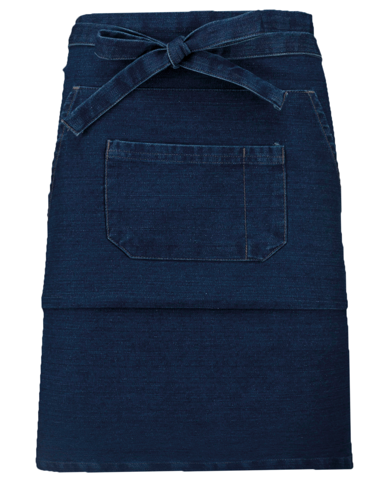 K898 - Katoenen halflang schort - Denim