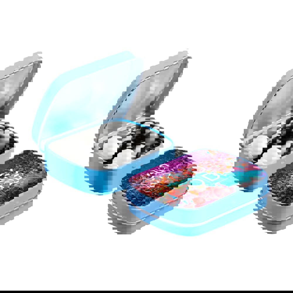 Mini scharnierblikje met snoep - Lichtblauw