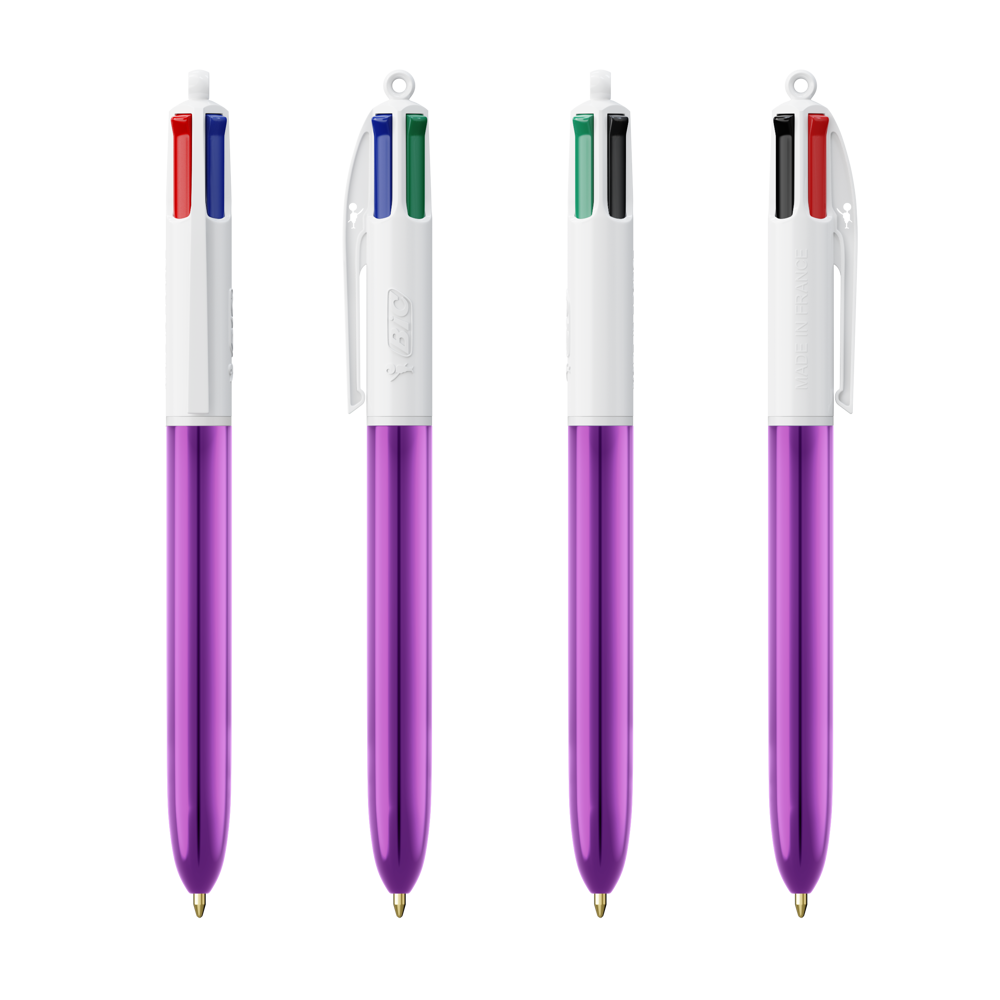 BIC® 4 Colours Shine balpen + Lanyard