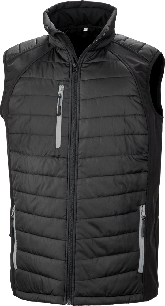 R238X - Black compass gewatteerde softshell bodywarmer