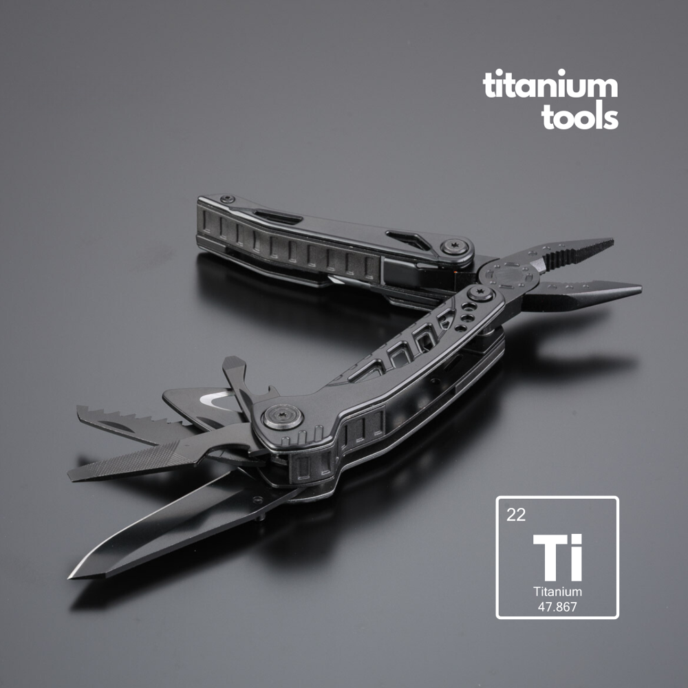 Optima stalen multitool met titaniumcoating - grijs