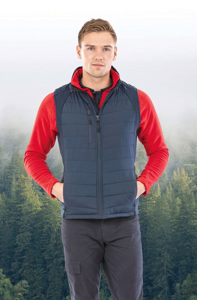 R238X - Black compass gewatteerde softshell bodywarmer - Navy / Yellow