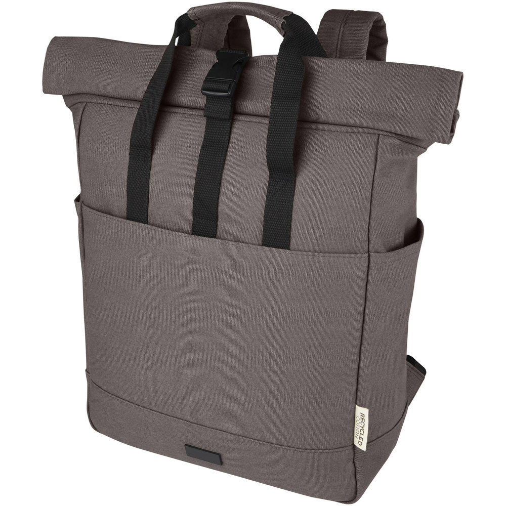 Joey 15 inch GRS gerecyclede canvas rolltop laptoprugzak 15 l - Grijs