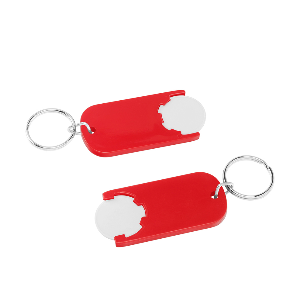 Chiphouder met winkelwagenmuntje 1€ "Alpha" - wit/rood