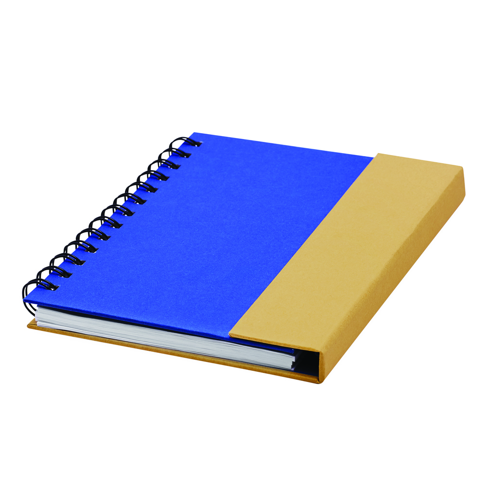 MAGNY - Notitieboekje van gerecycled papier met balpen - blauw, naturel