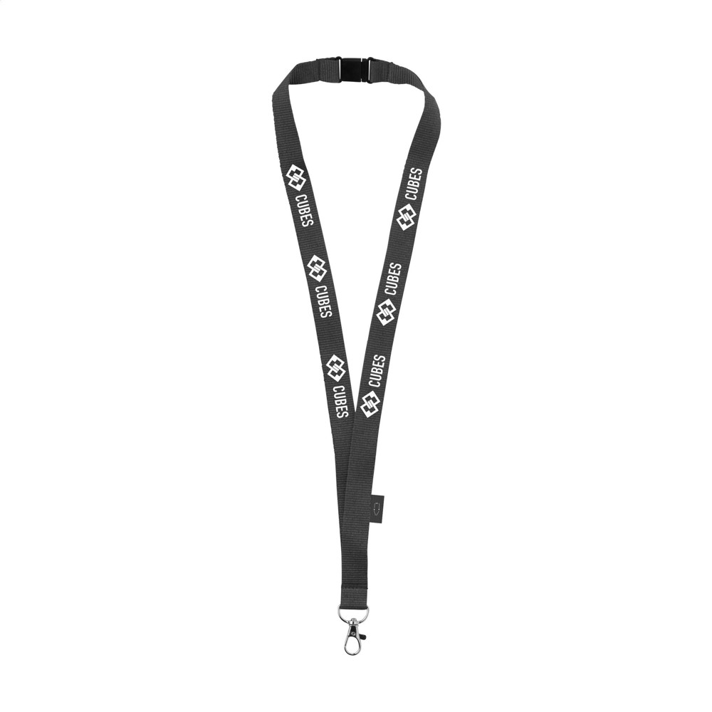 Lanyard Safety GRS RPET 2 cm keycord - Zwart