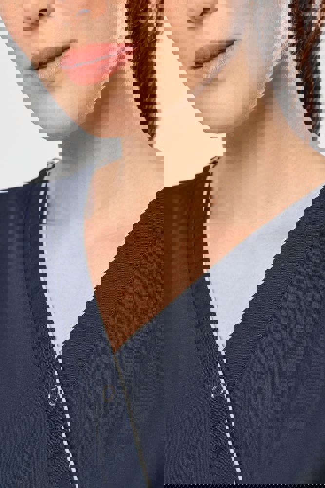 WK506C - Damesblouse in polykatoen met drukknopen