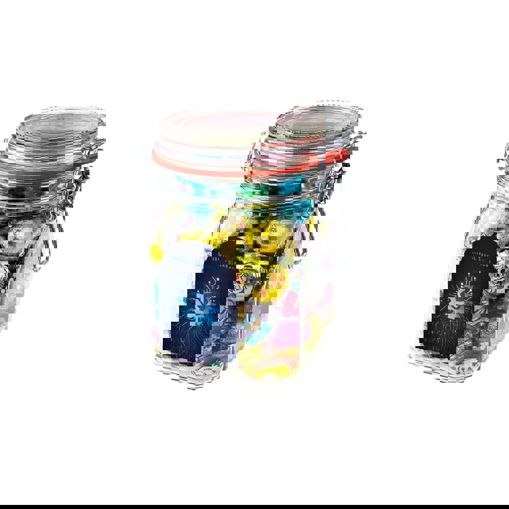 Weckpot 0,9 liter, gevuld met snoep - transparant