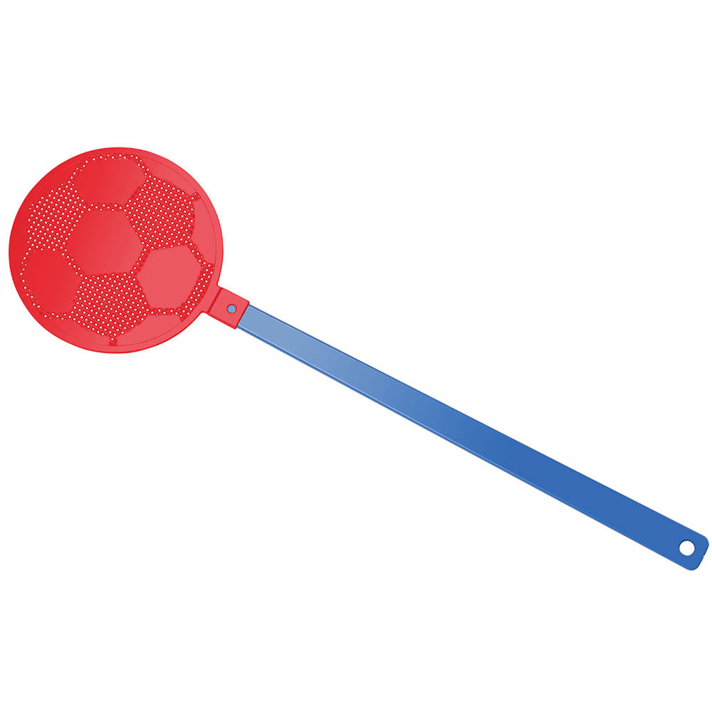 Vliegenmepper "voetbal" - blauw/rood