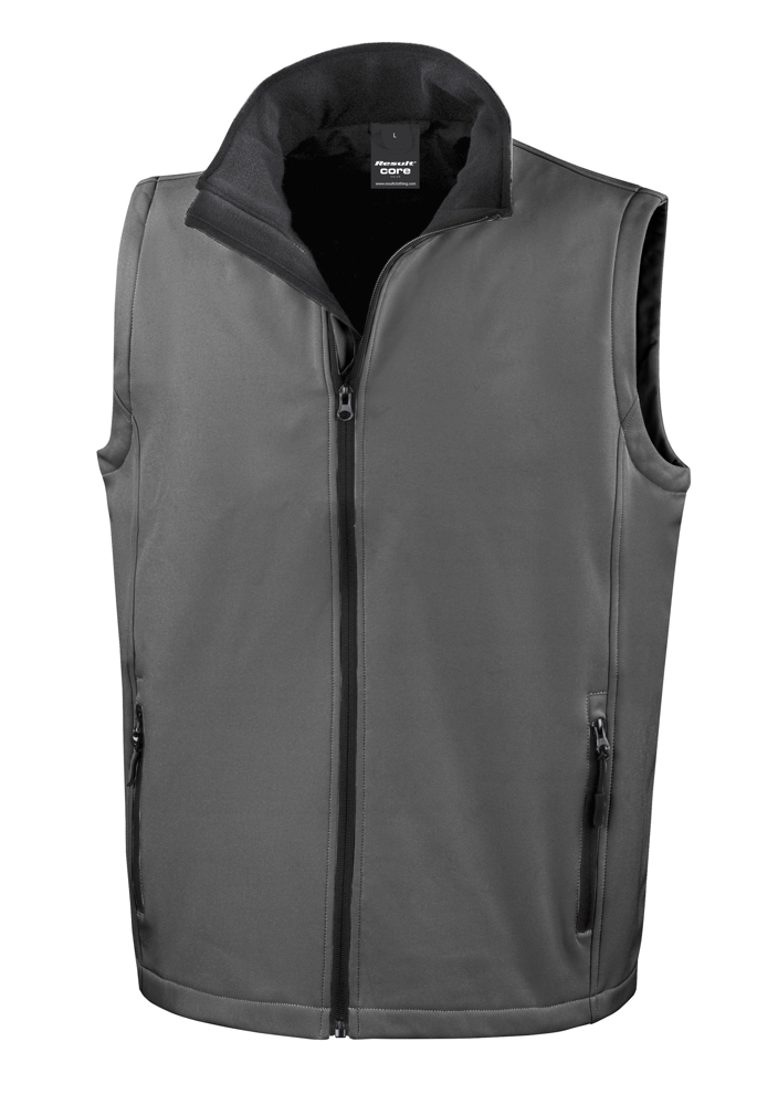 R232M - Core Printable Softshell Bodywarmer - CHARCOAL / BLACK