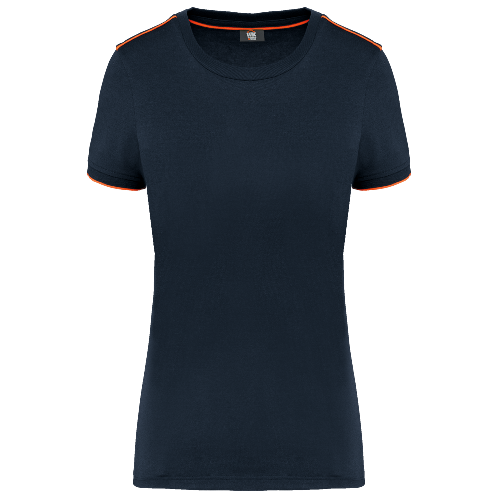 WK3021 - Dames-t-shirt Day To Day korte mouwen - Navy / Fluorescent Orange