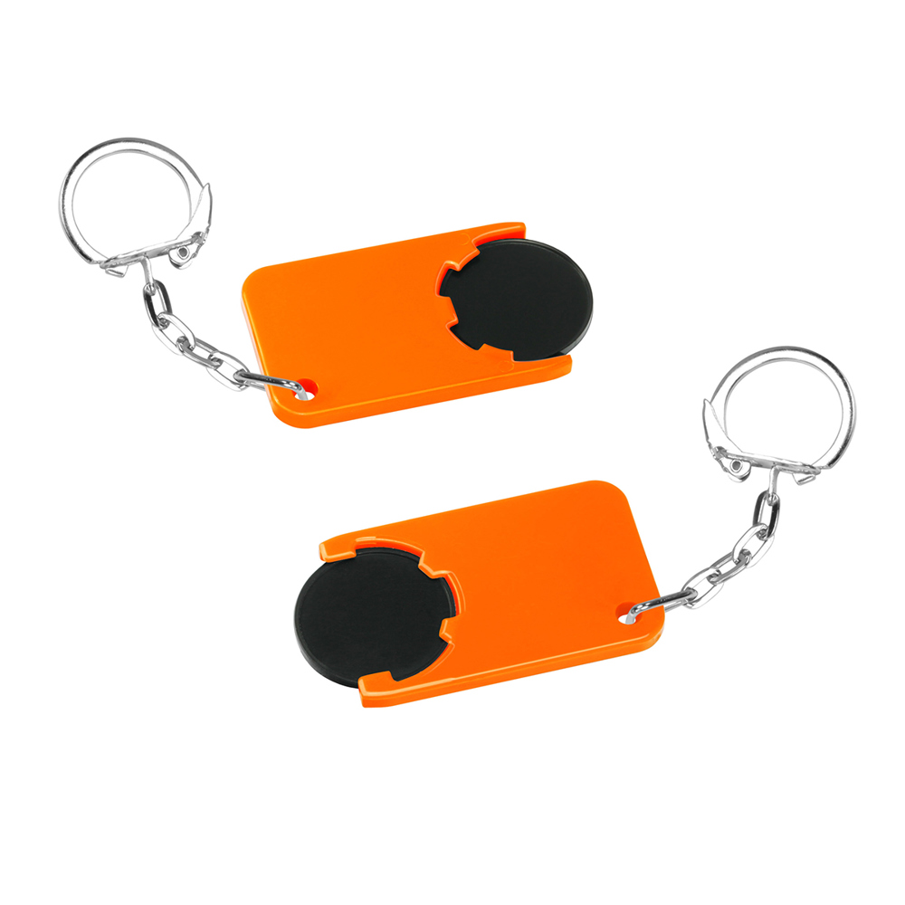 Chiphouder met winkelwagenmuntje 1€ "Beta" - Zwart/Oranje