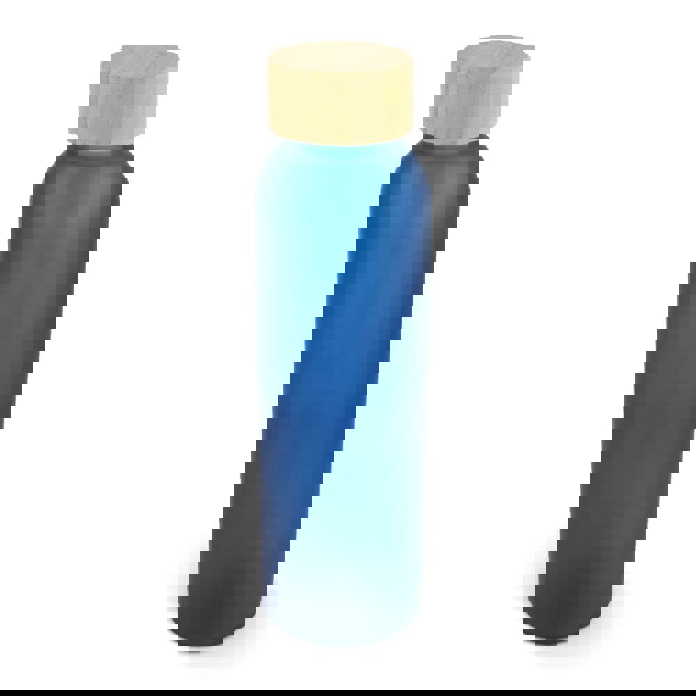 Waterfles glas &amp; bamboe 500ml - Donkerblauw