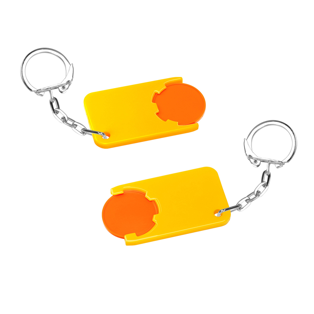 Chiphouder met winkelwagenmuntje 1€ "Beta" - oranje/geel