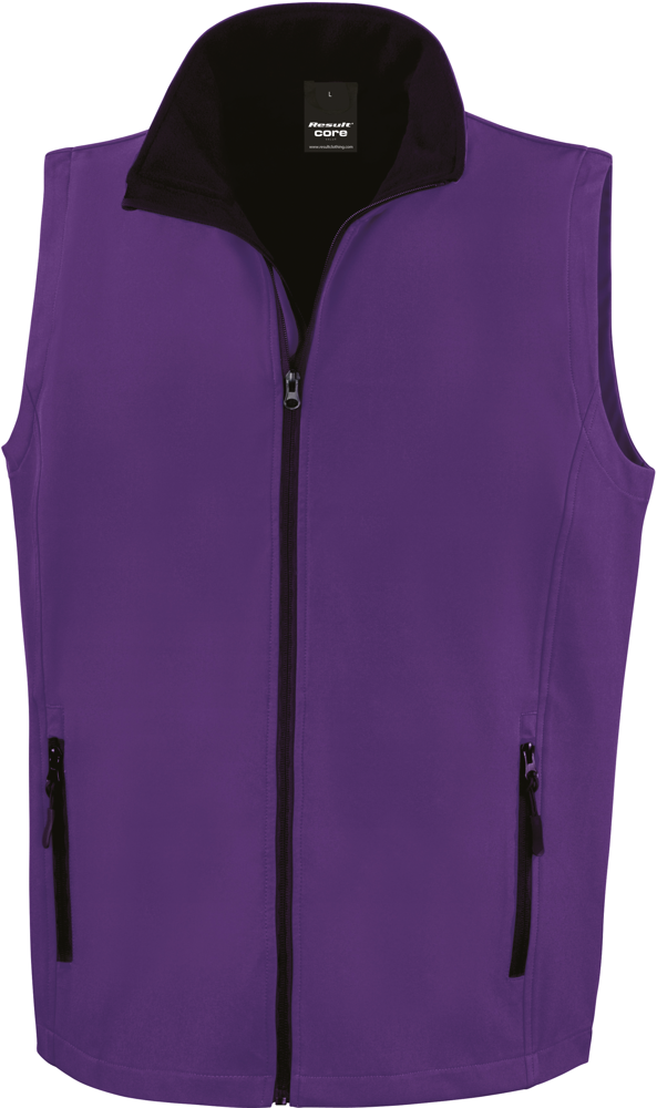 R232M - Core Printable Softshell Bodywarmer - Purple / Black