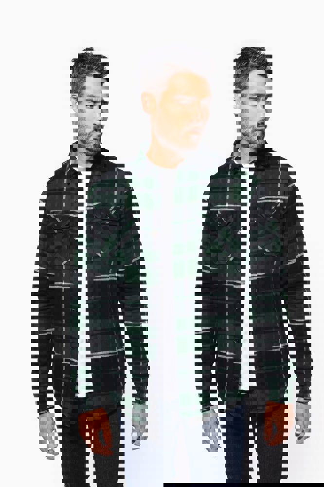 K579 - Geruit overshirt met sherpavoering