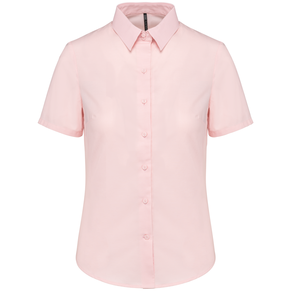 - Dames Oxford blouse korte mouwen - Oxford Pale Pink