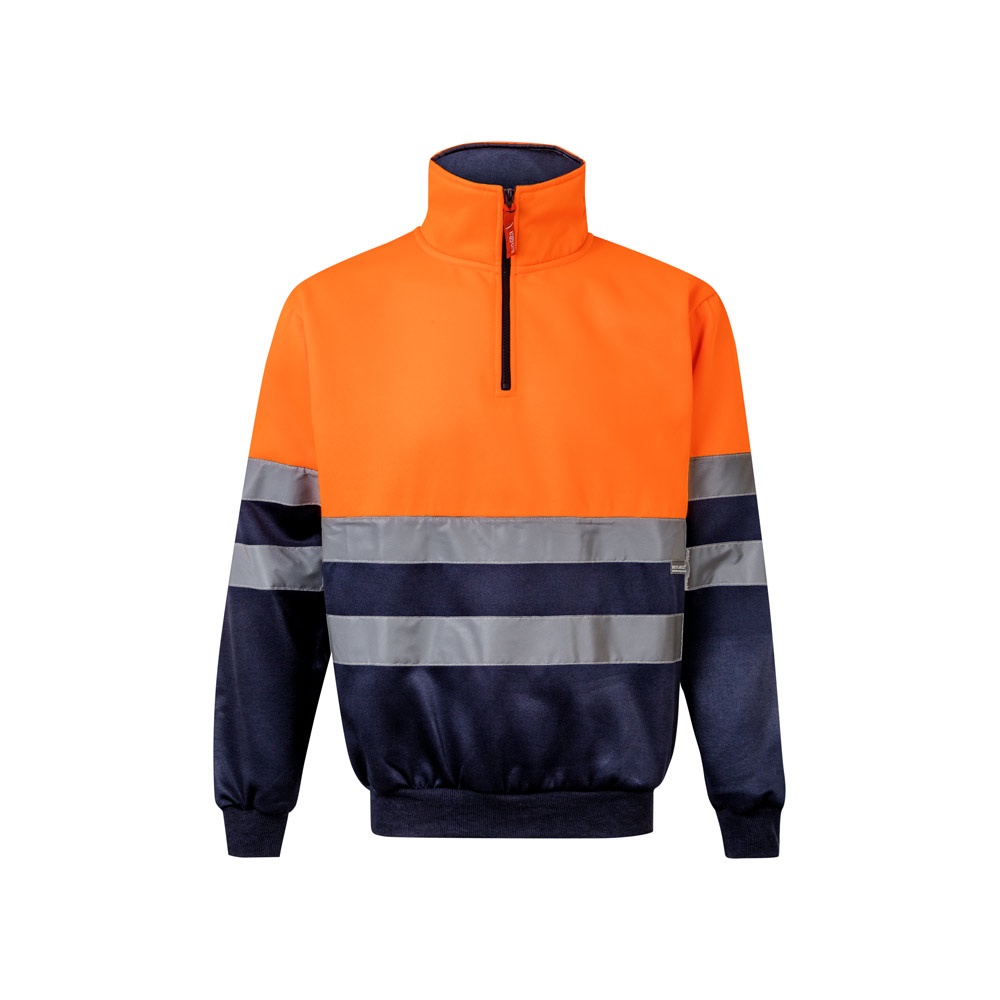 VL THOR. Tweekleurig sweatshirt (300g/m²) van polyester fleece (100%) - Marineblauw, Oranje