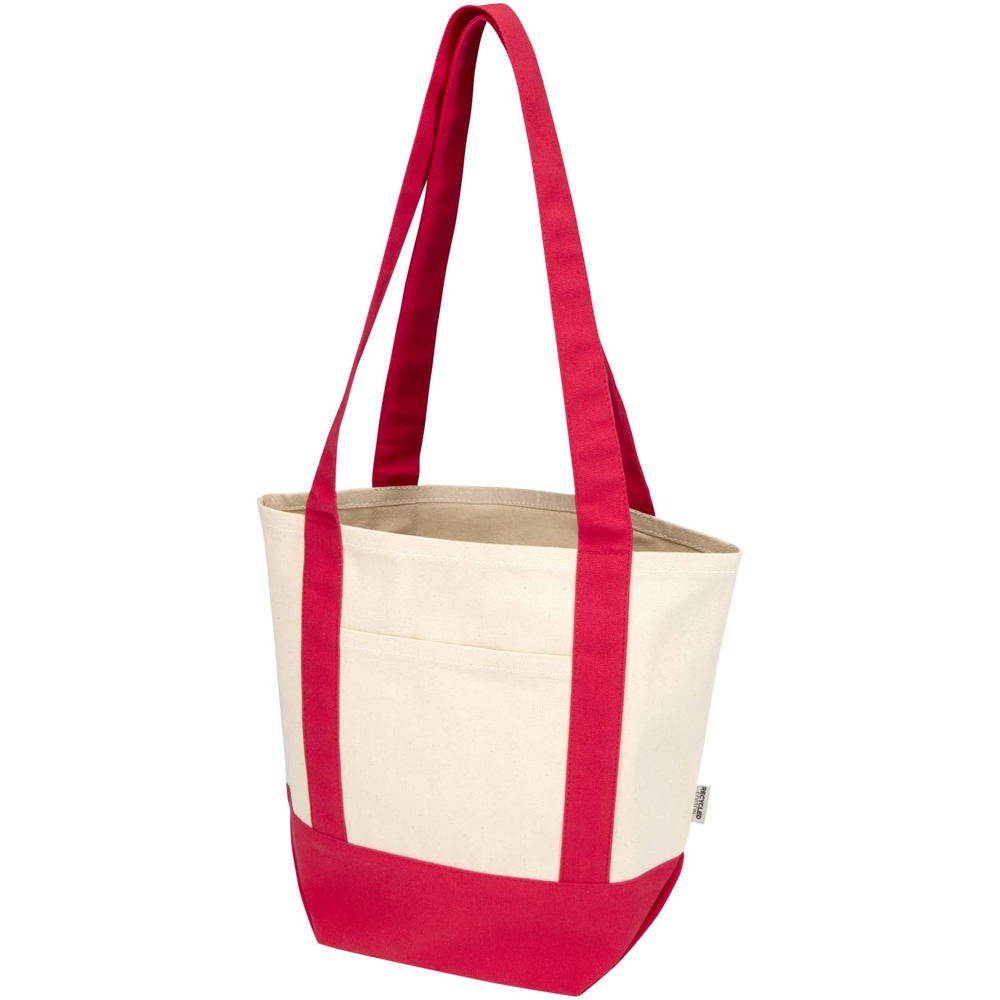 Sam 320 g/m² GRS gerecycleerde mini katoenen draagtas - Rood, Natuur