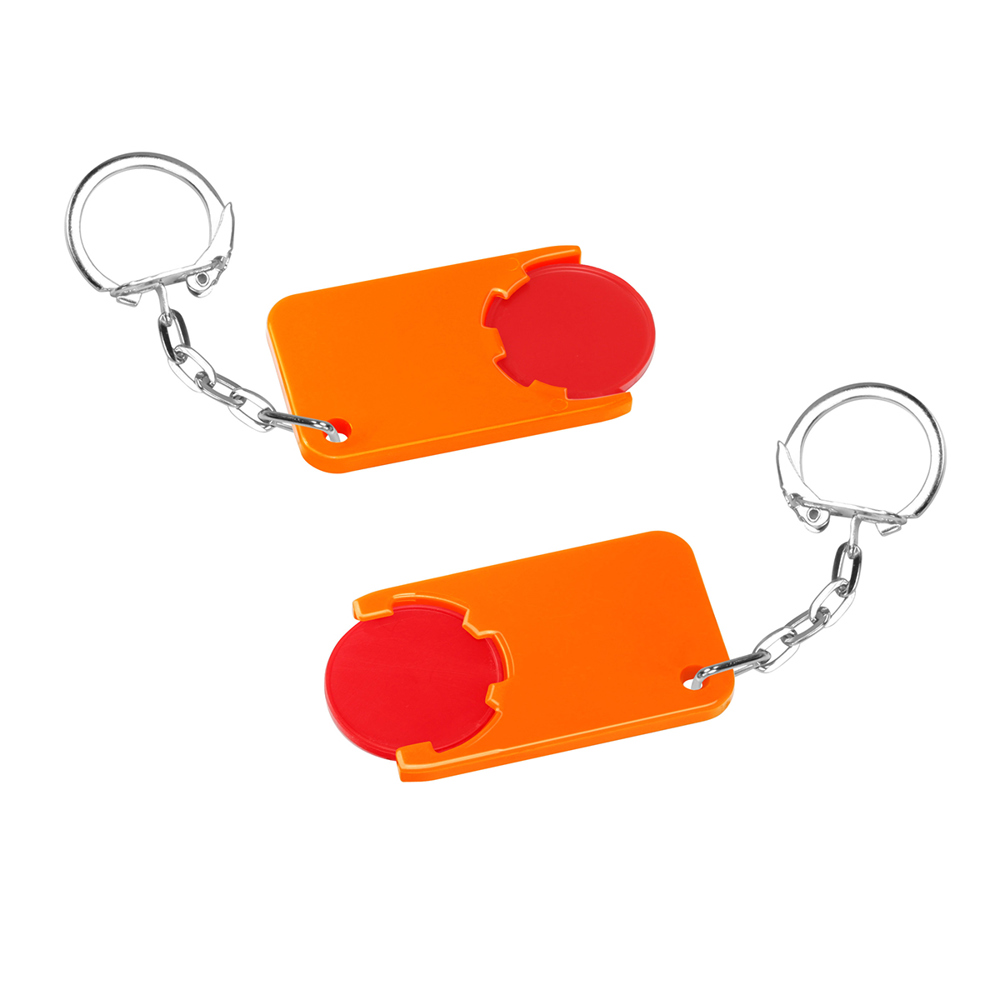 Chiphouder met winkelwagenmuntje 1€ "Beta" - rood/oranje