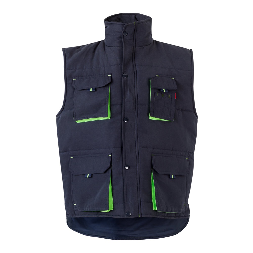 VL NERGAL. Gewatteerd vest, tweekleurig, met meerdere zakken (120g/m²), van polyester (100%) - Marineblauw, Groen