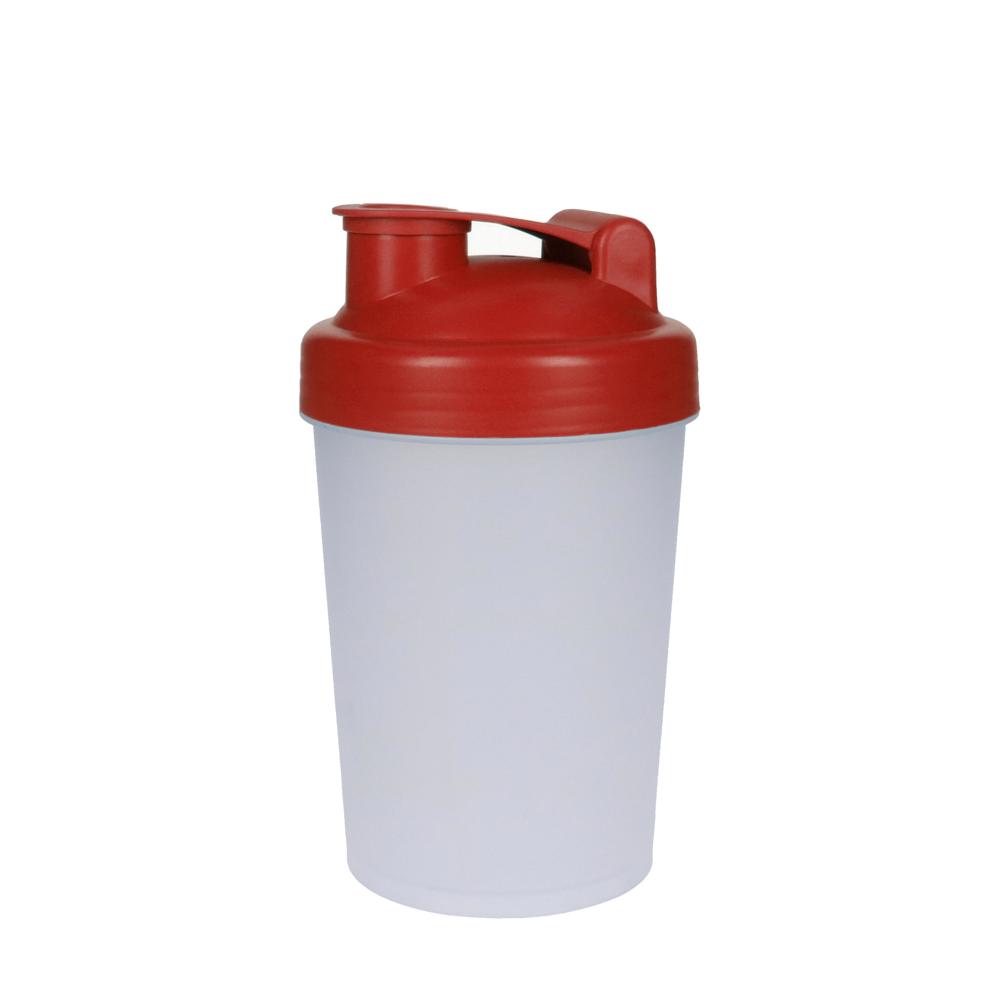 Shaker "Proteïne", 0,40 l - doorschijnend/standaard rood