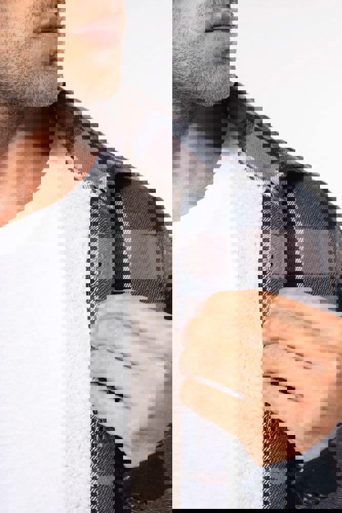 K579 - Geruit overshirt met sherpavoering